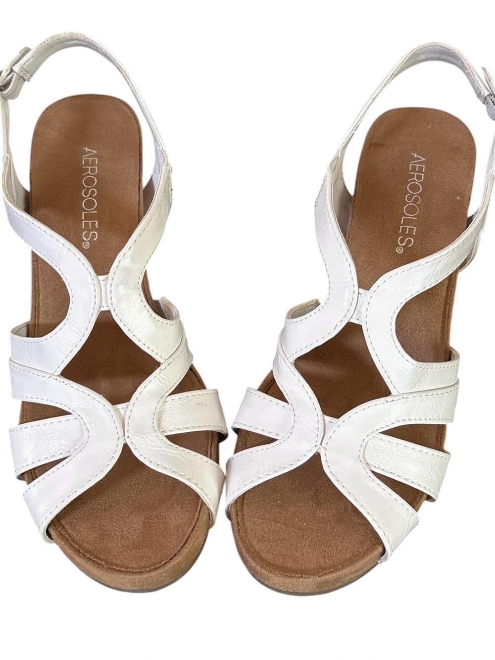 AEROSOLES White Summer Strappy Slingback Sandals
